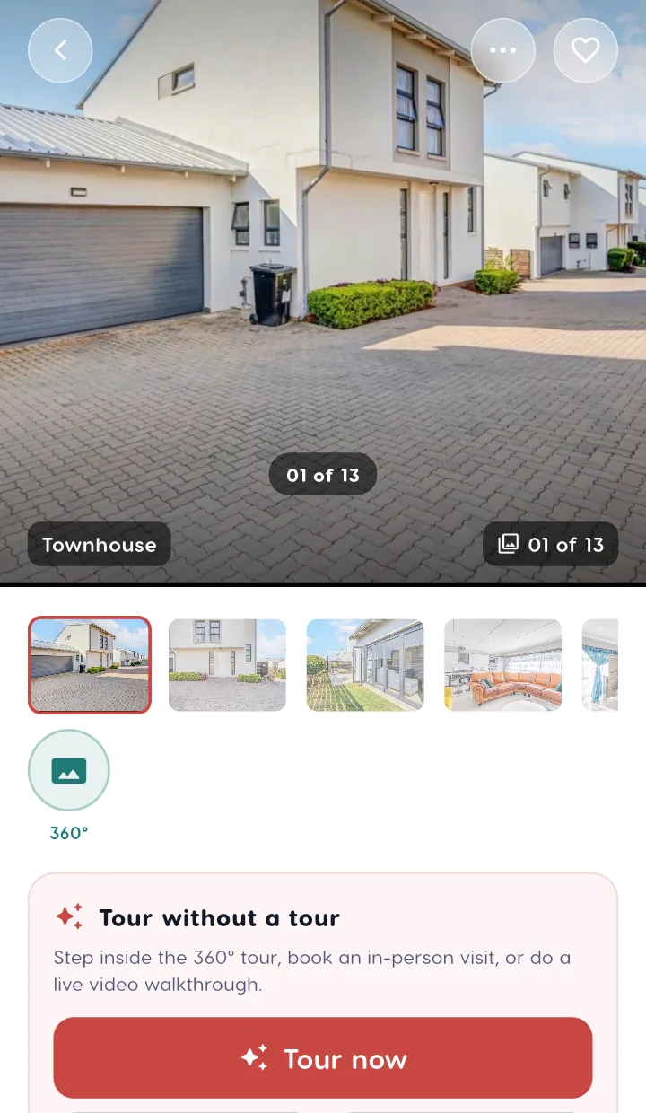 A Liivra listing with photos, a 360° tour and one-tap viewing booking