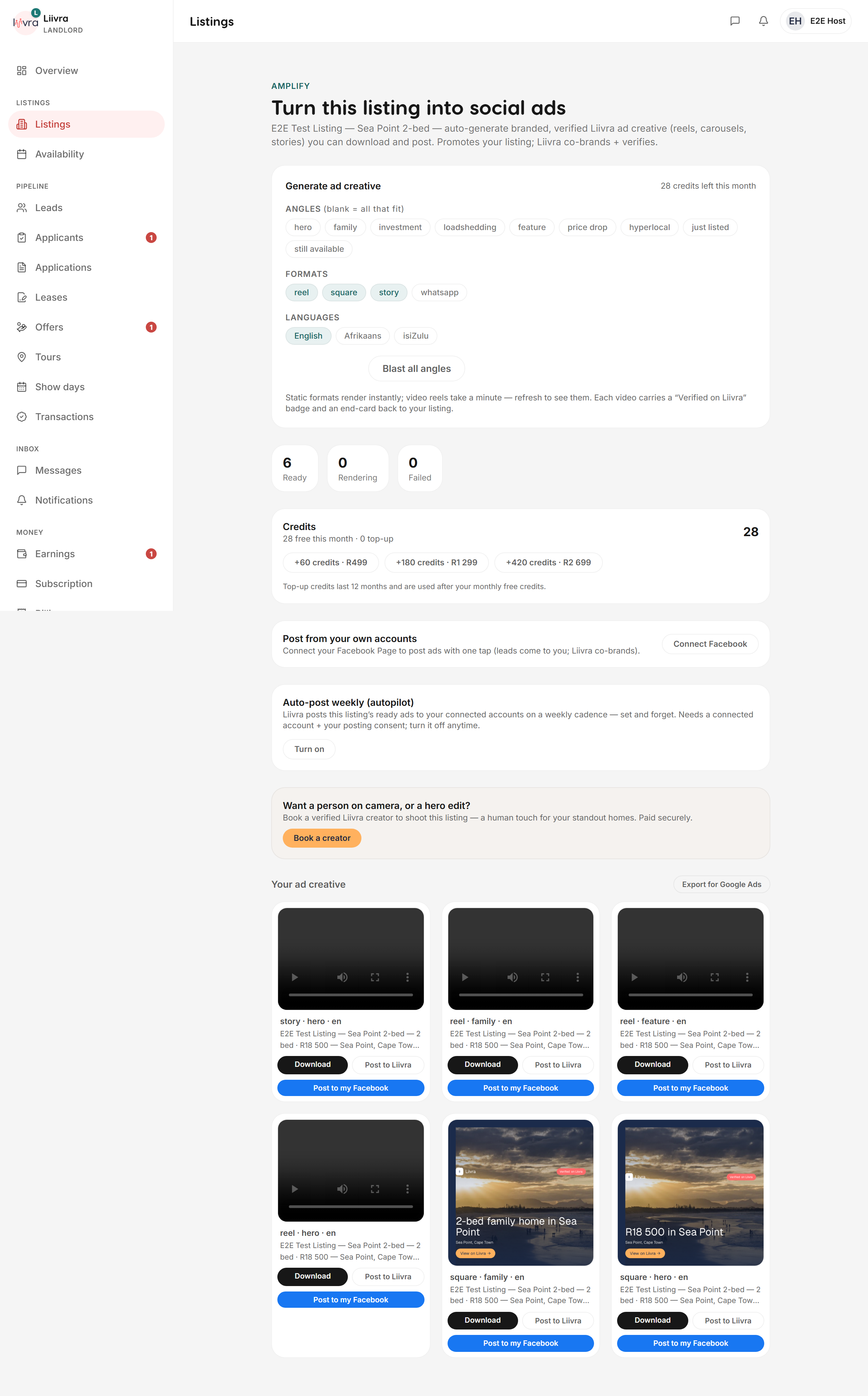 Autopilot settings — Liivra web