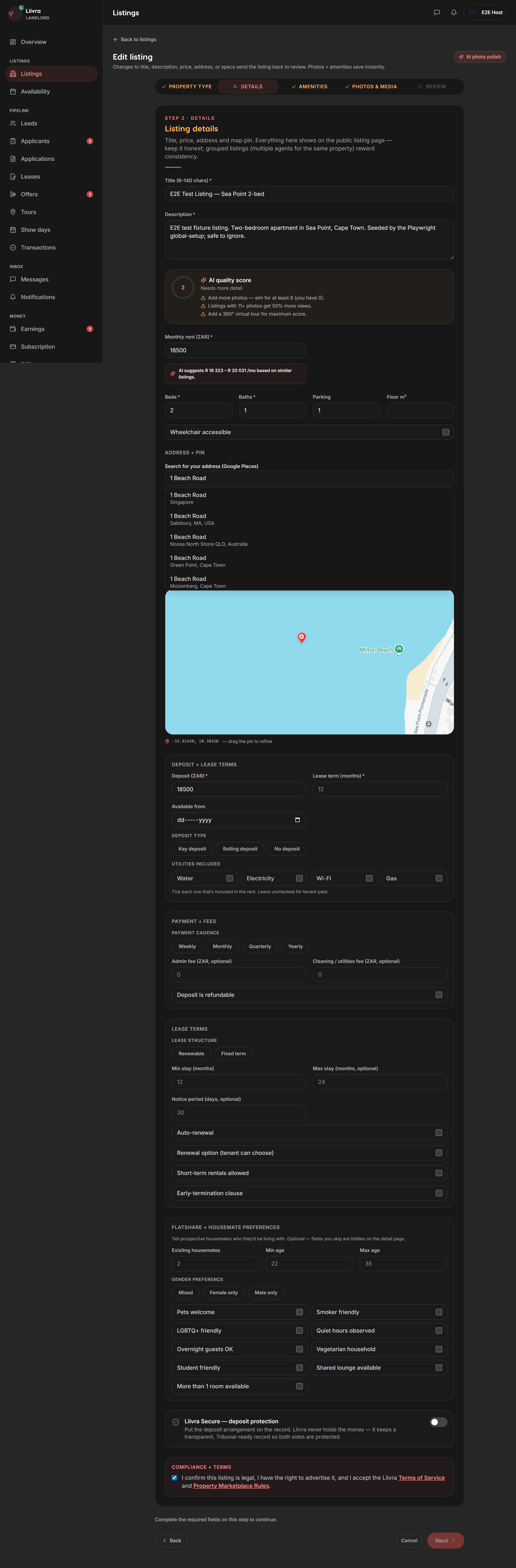 Wizard valuation — Liivra web (dark)