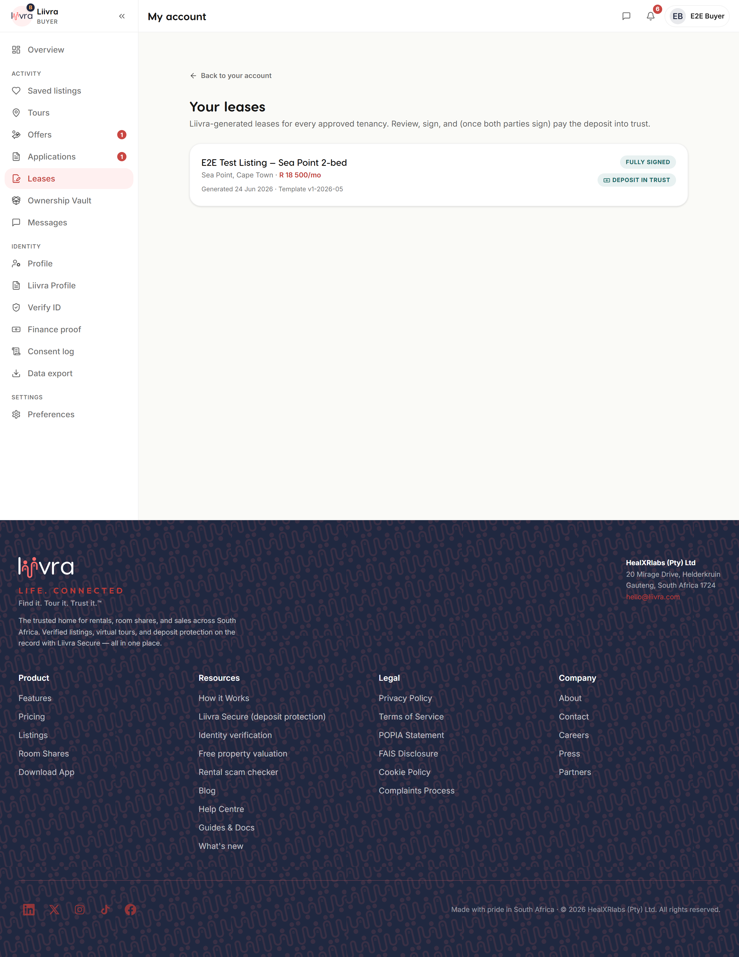 Lease generate — Liivra web